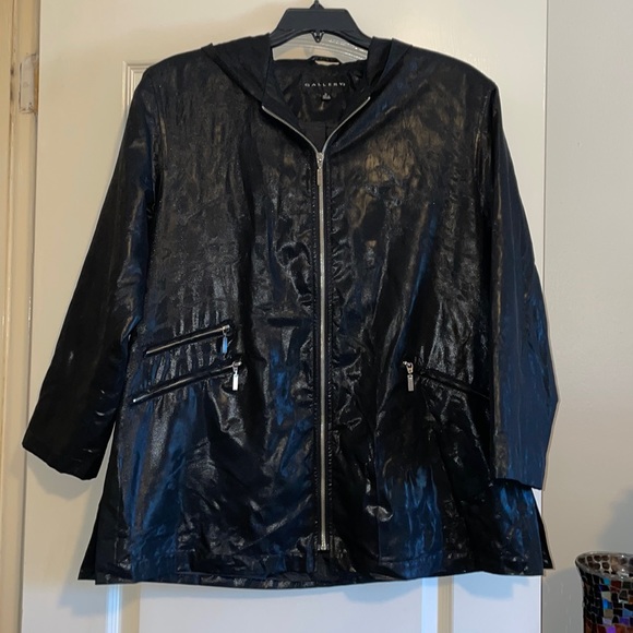 Gallery Metallic Black Rain Jacket. Women’s Size Small. - Picture 1 of 11
